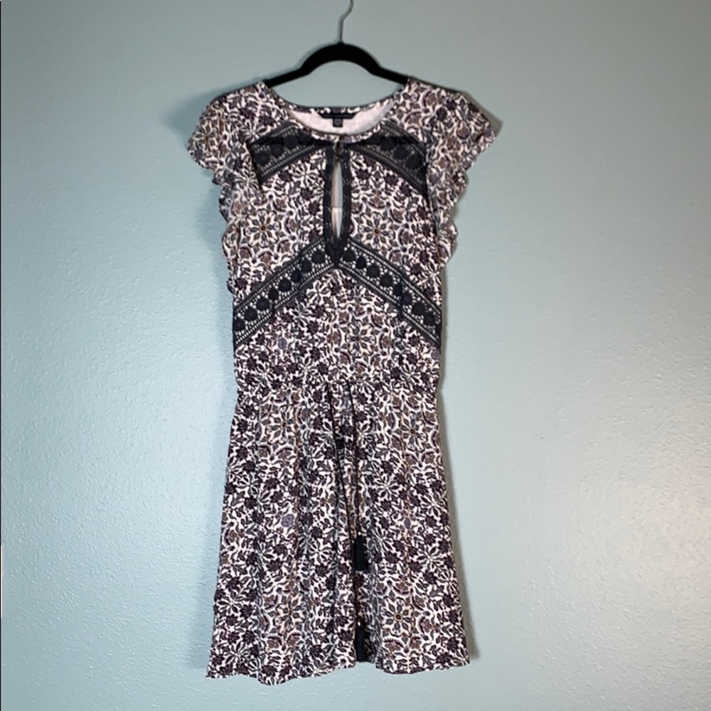 American Eagle Flutter Floral Dress Keyhole Lace